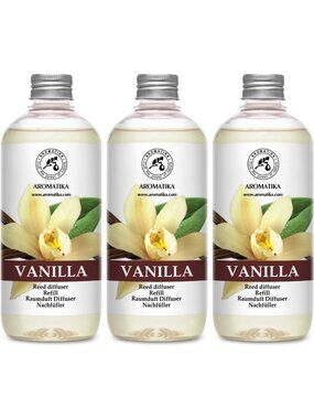 Vanilla Scented Reed Diffuser Refill - 3x500ml Home Fragrance Oil - Long Lasting